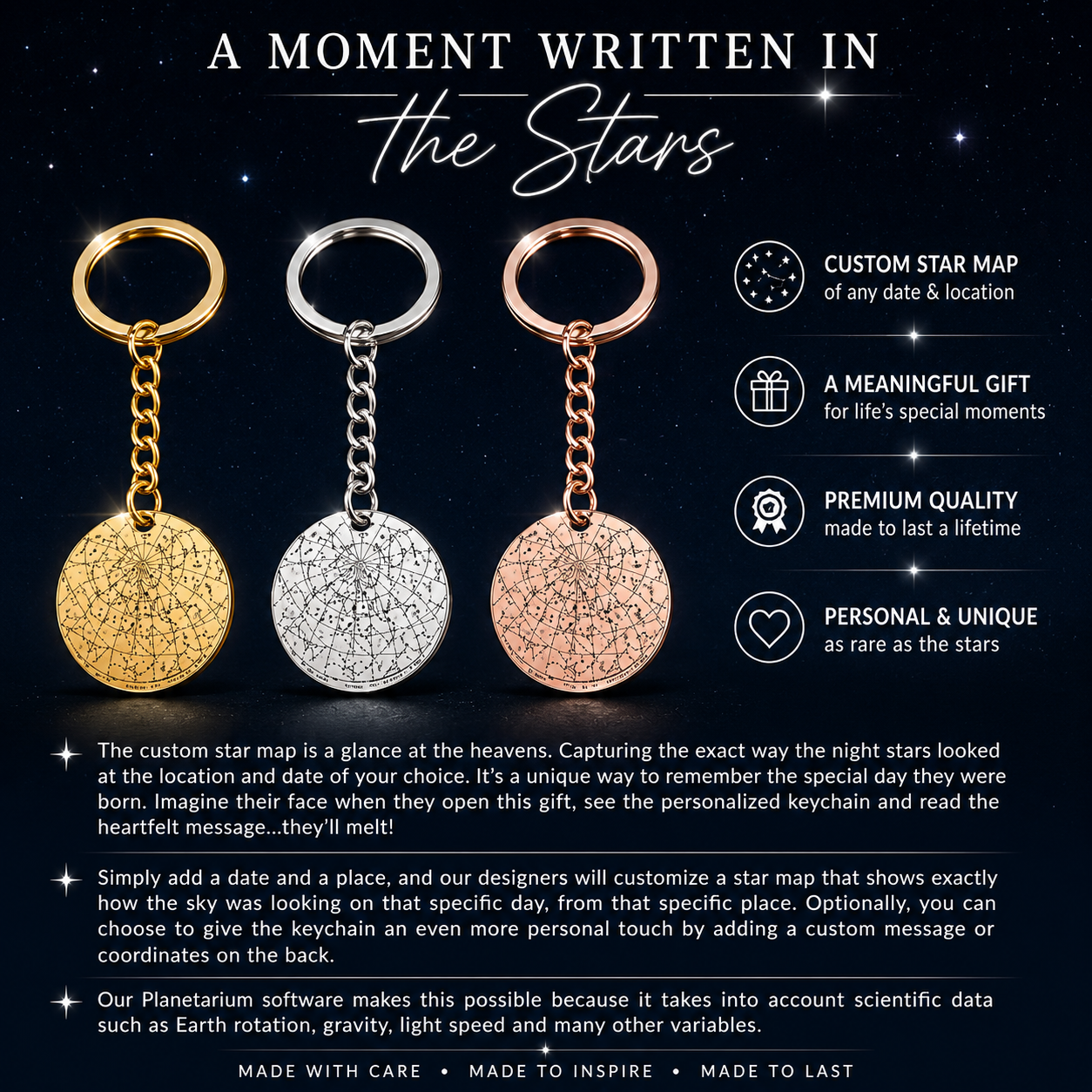 Under This Night Sky You Became My Dad - Star Map Coin Keychain