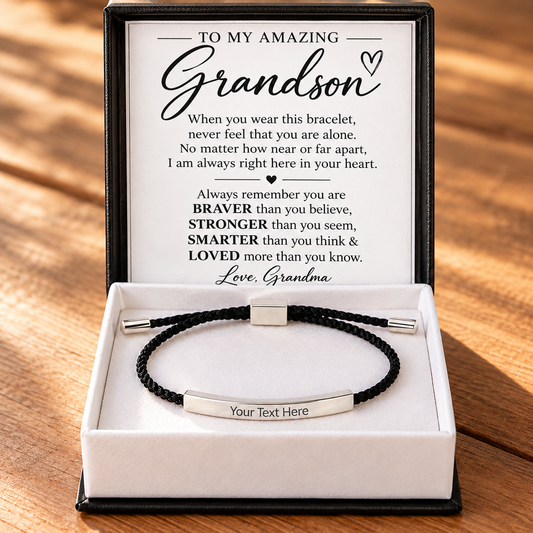 To My Amazing Grandson - Always Remember – Personalized Inspirational Engraved Bracelet