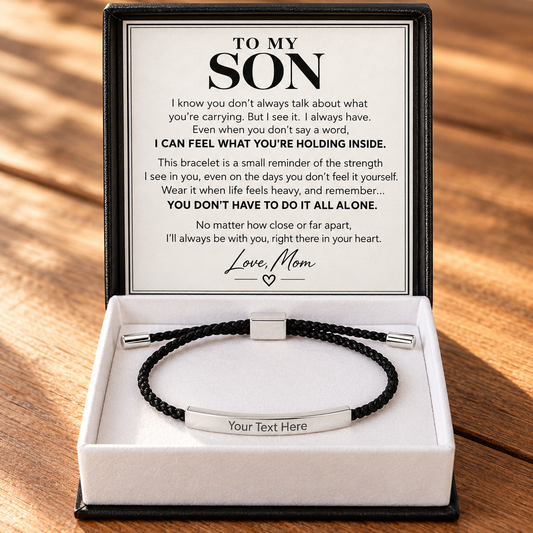 To My Son – I'll Always Be With You – Personalized Inspirational Engraved Bracelet