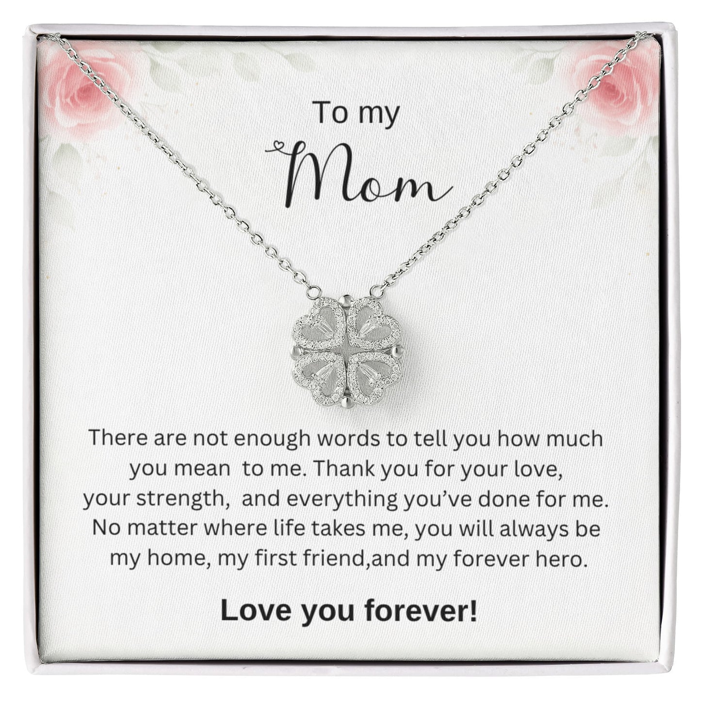 To My Mom - Love You Forever - Magnetic Hearts Necklace