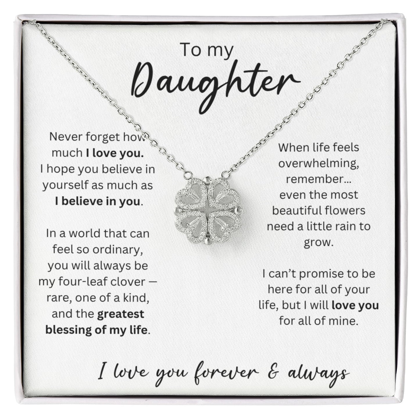 To My Daughter - I Love You Forever & Always - Magnetic Hearts Necklace