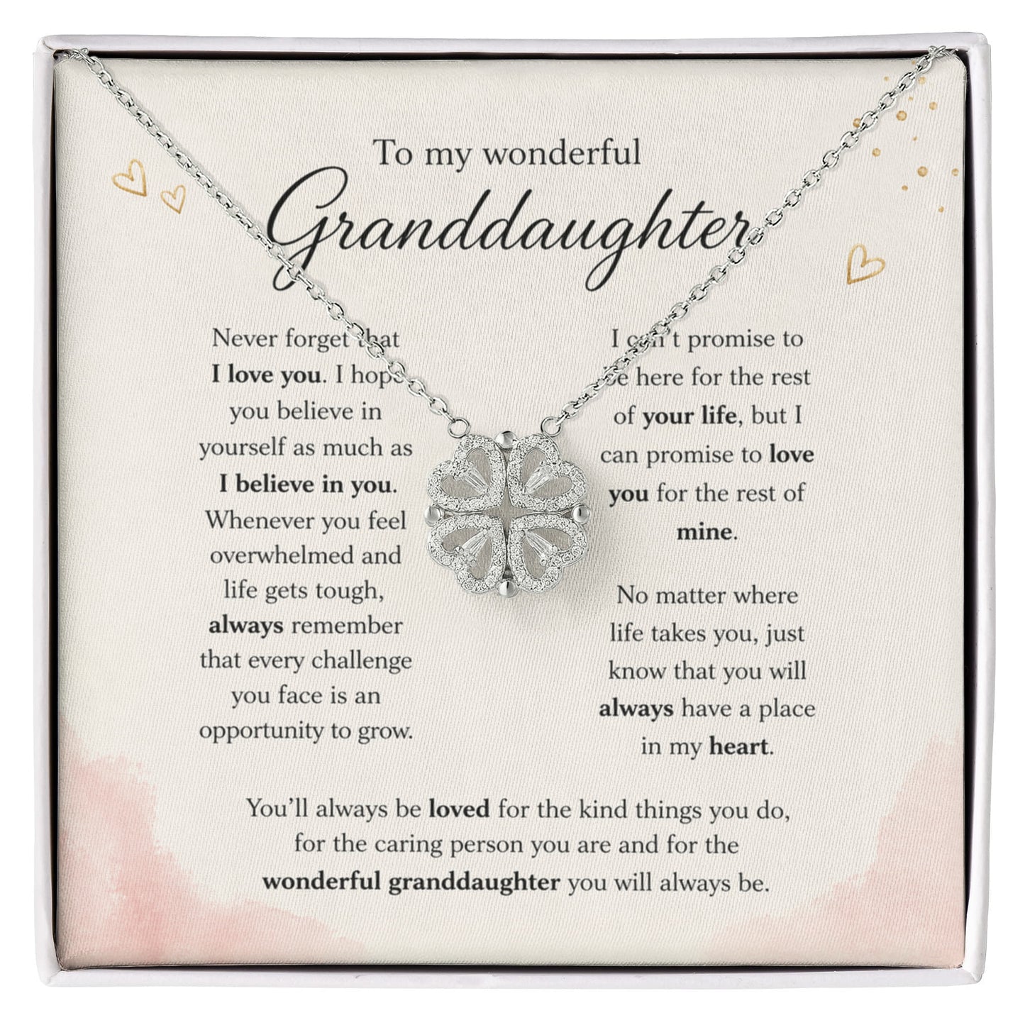 To My Wonderful Granddaughter | I Love You | Magnetic Hearts Necklace