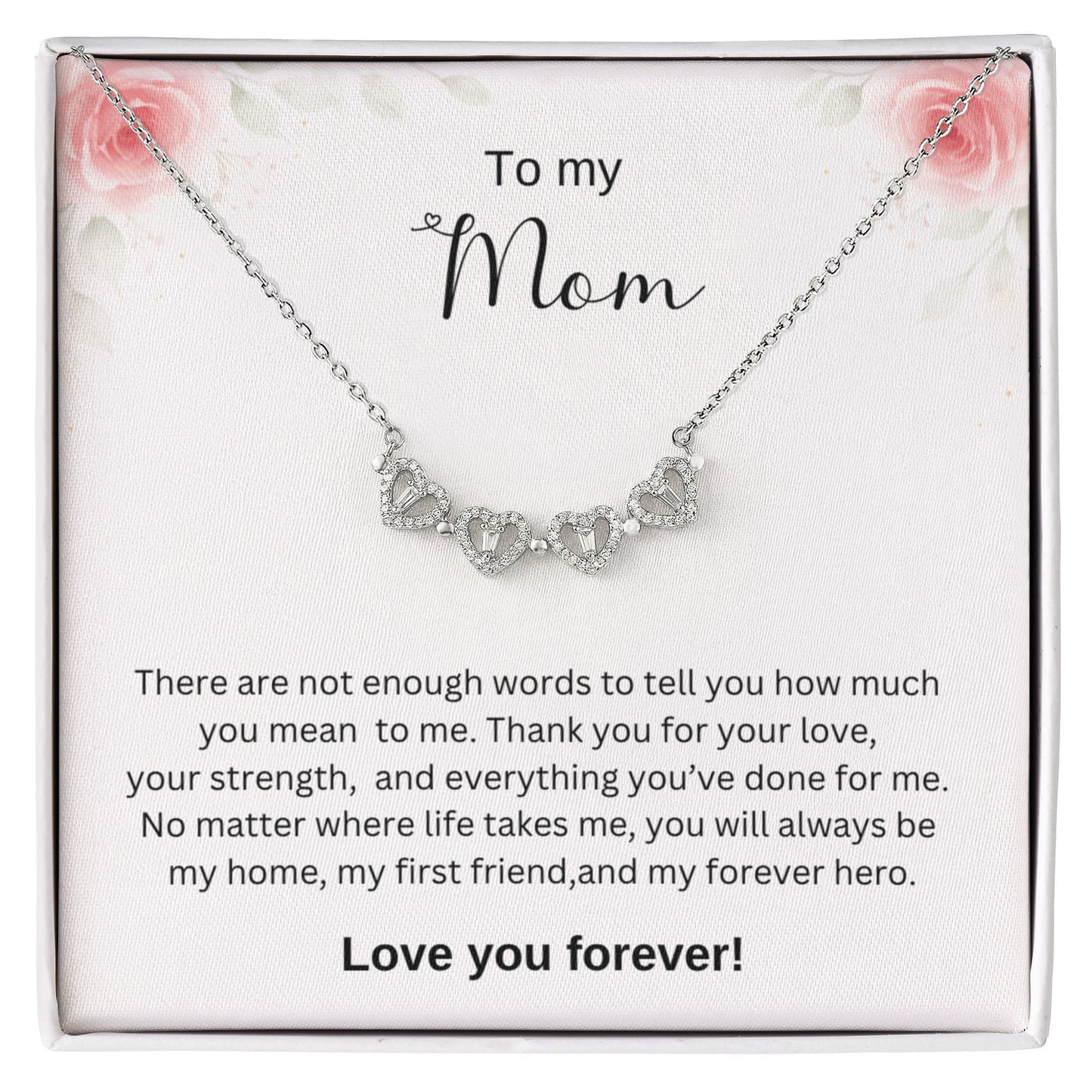 To My Mom - Love You Forever - Magnetic Hearts Necklace