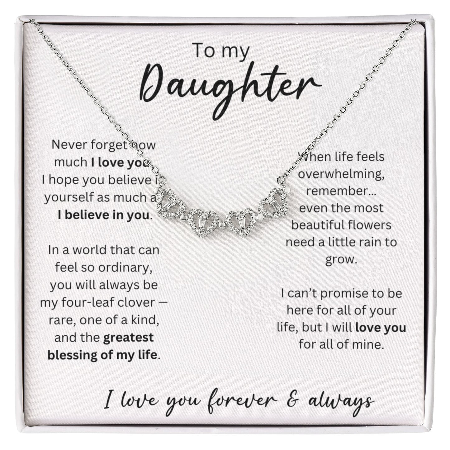 To My Daughter - I Love You Forever & Always - Magnetic Hearts Necklace