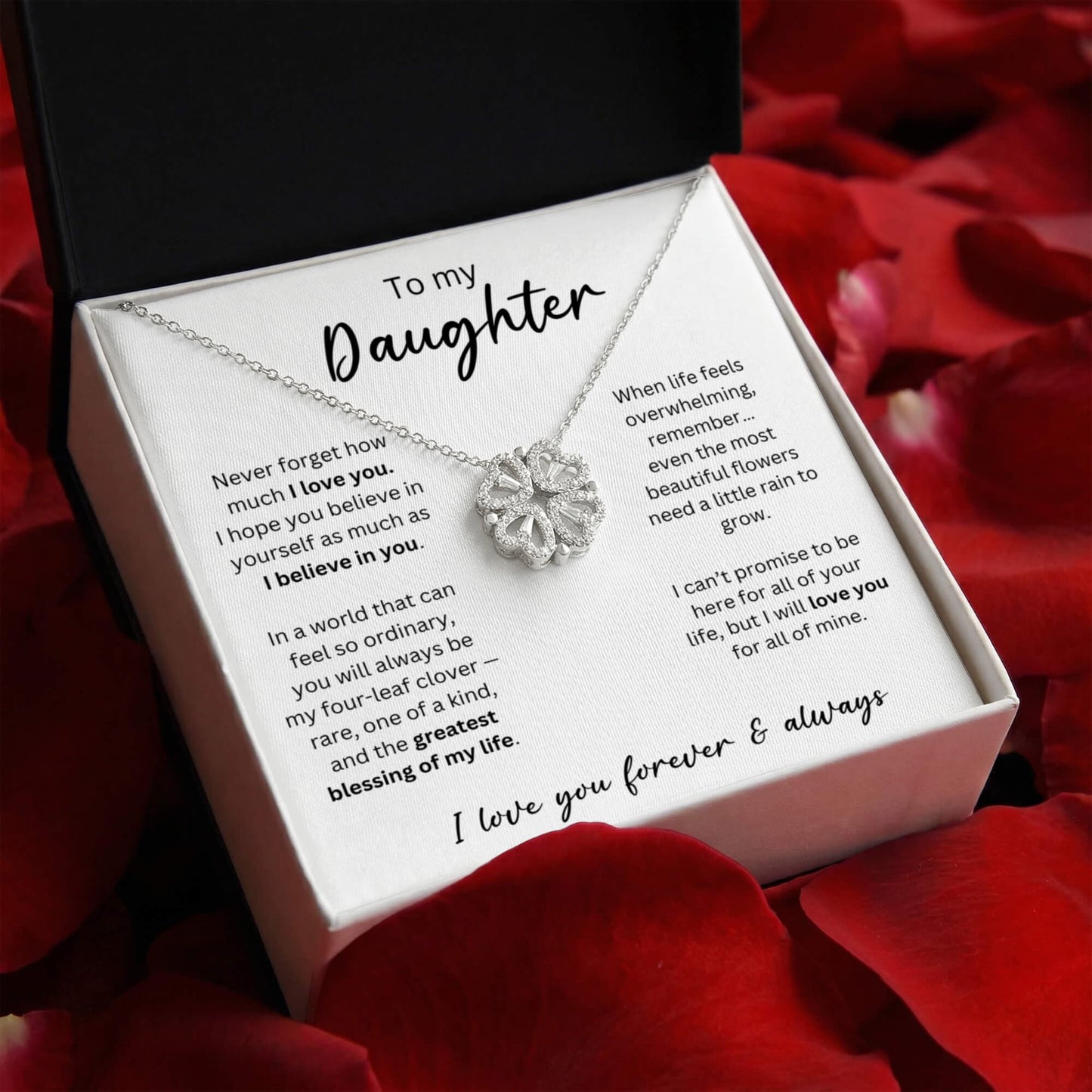 To My Daughter - I Love You Forever & Always - Magnetic Hearts Necklace