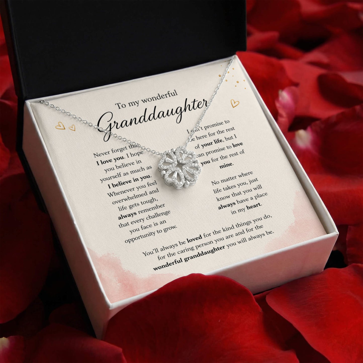 To My Wonderful Granddaughter | I Love You | Magnetic Hearts Necklace