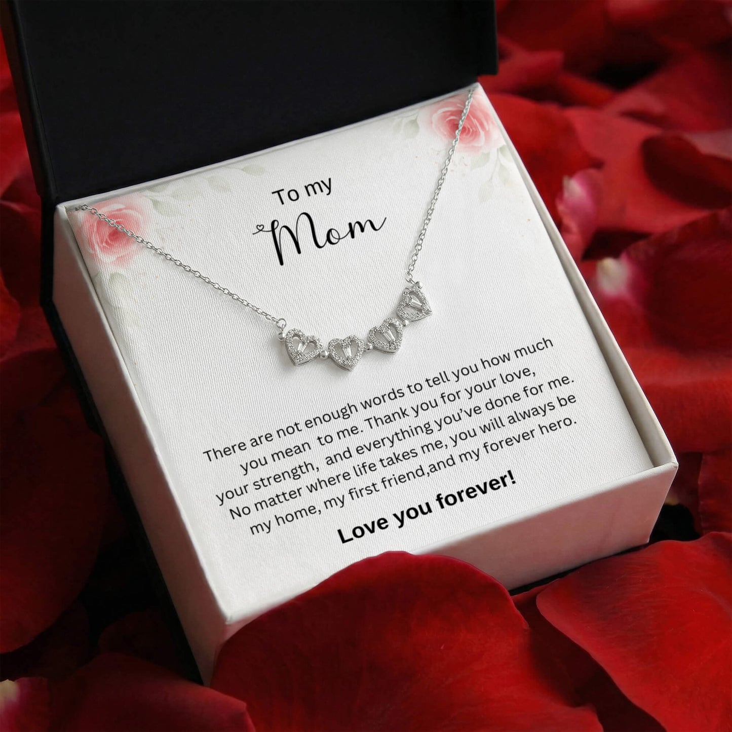 To My Mom - Love You Forever - Magnetic Hearts Necklace