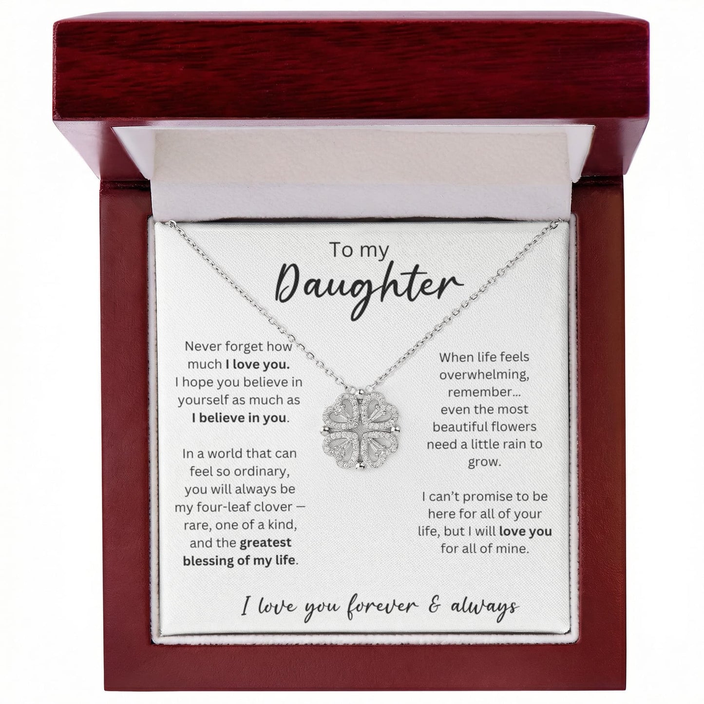 To My Daughter - I Love You Forever & Always - Magnetic Hearts Necklace