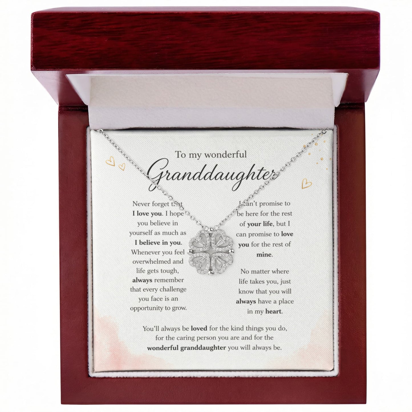 To My Wonderful Granddaughter | I Love You | Magnetic Hearts Necklace