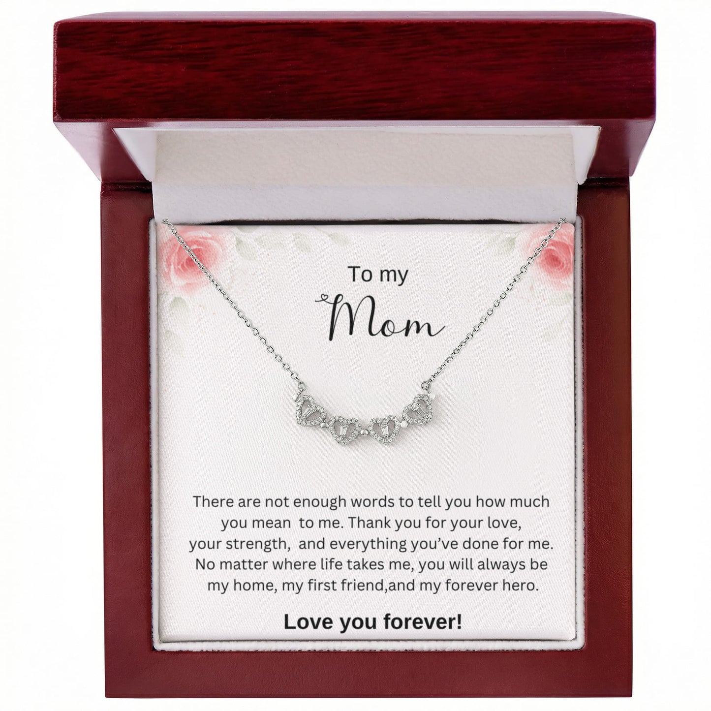 To My Mom - Love You Forever - Magnetic Hearts Necklace