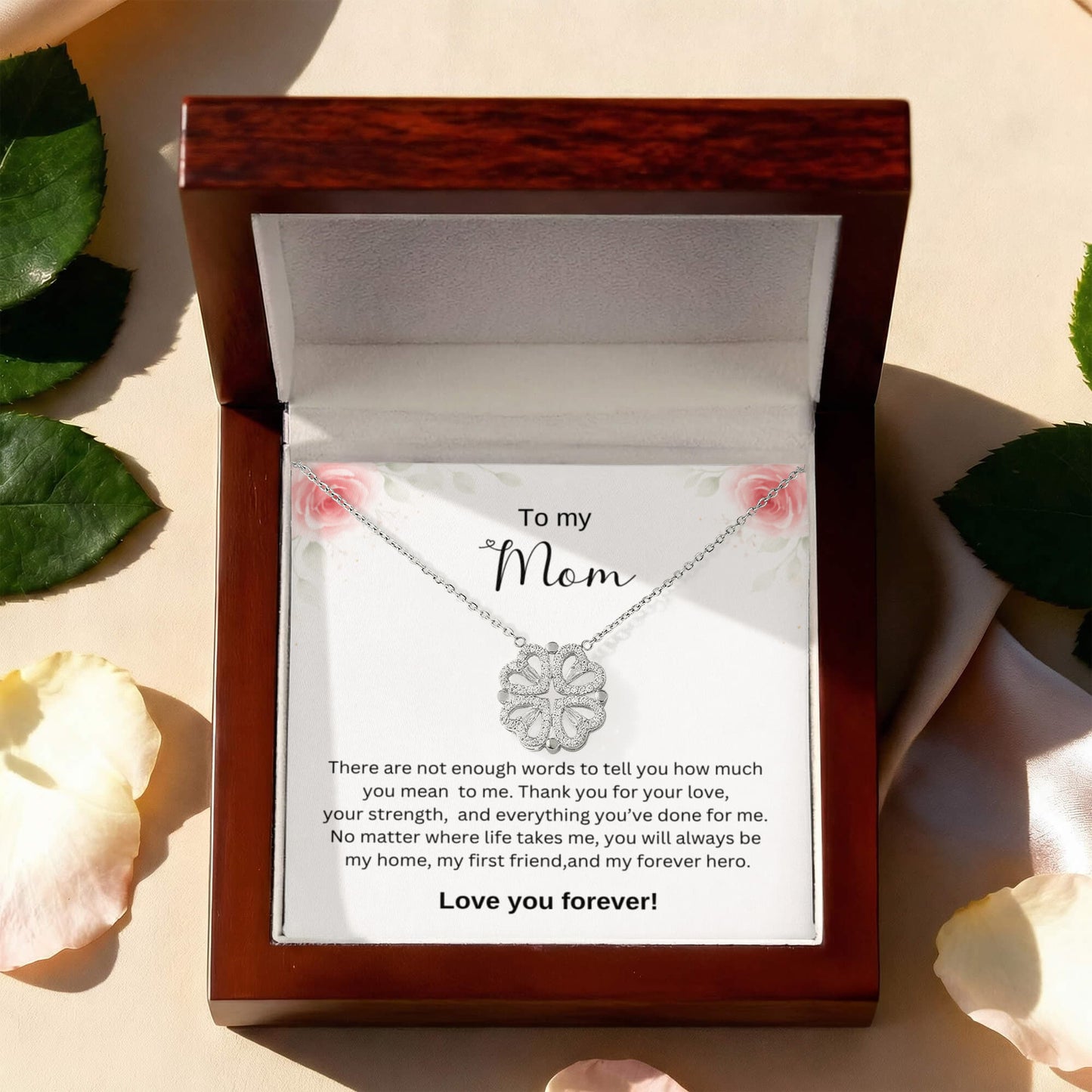 To My Mom - Love You Forever - Magnetic Hearts Necklace