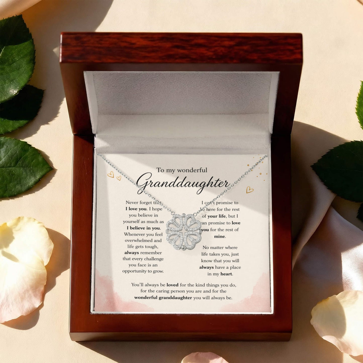 To My Wonderful Granddaughter | I Love You | Magnetic Hearts Necklace