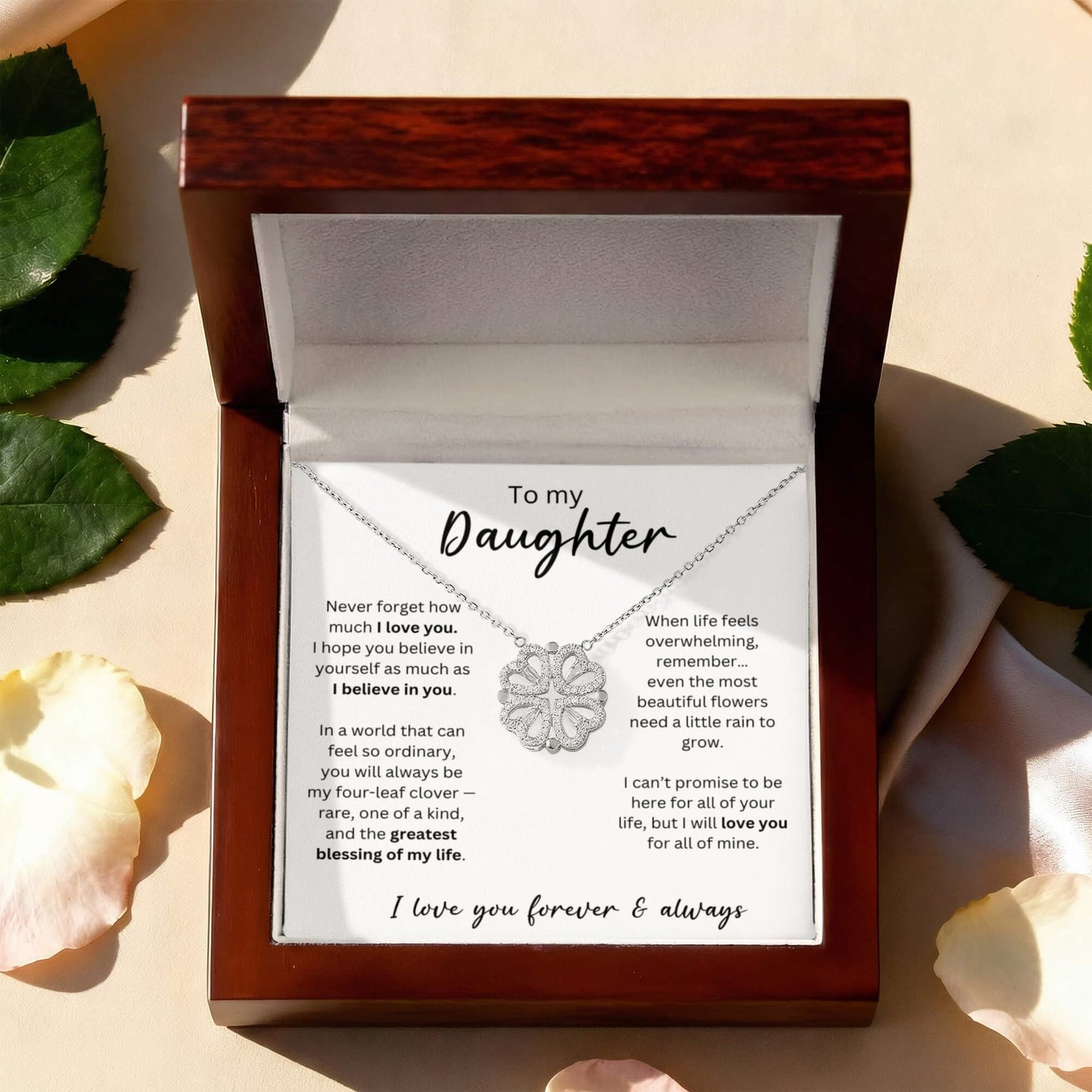 To My Daughter - I Love You Forever & Always - Magnetic Hearts Necklace