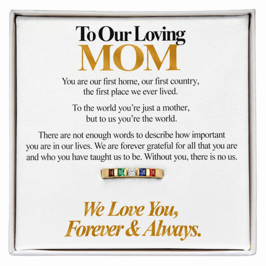 To Our Loving Mom - We Love You Forever & Always - Women's Stackable Birthstone Ring