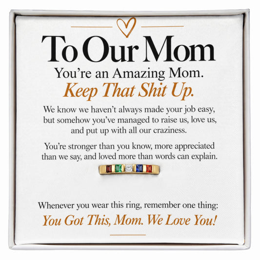 To Our Mom - You're an Amazing Mom - Women's Stackable Birthstone Ring
