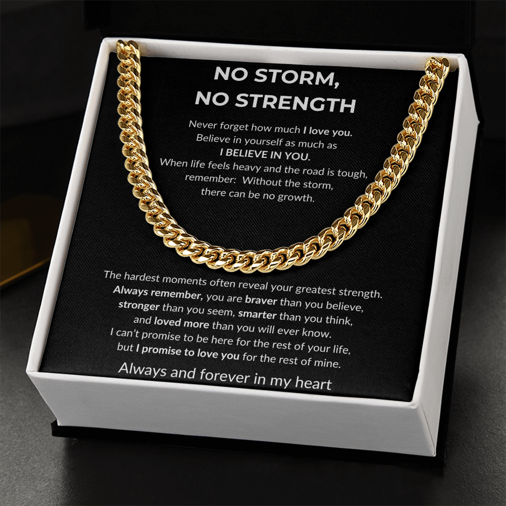 No Storm, No Strength | Never Forget How Much I Love You | Cuban Link Chain