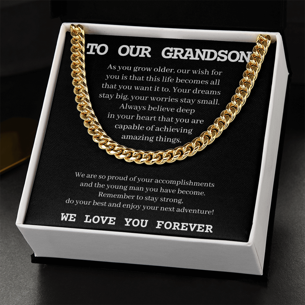 To Our Grandson | We Love You Forever | Cuban Link Chain