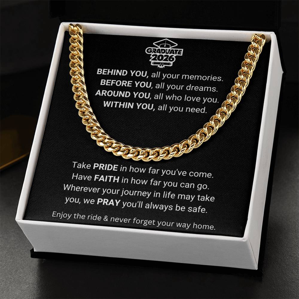 2026 Graduation Gift - Behind You All Your Memories - Cuban Link Chain