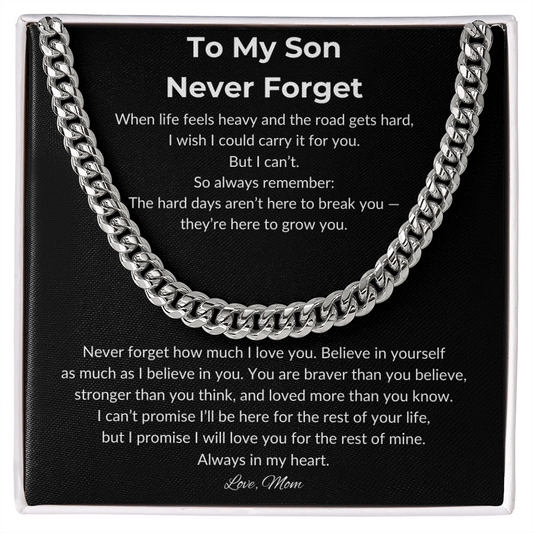 To My Son Never Forget | Love, Mom | Cuban Link Chain
