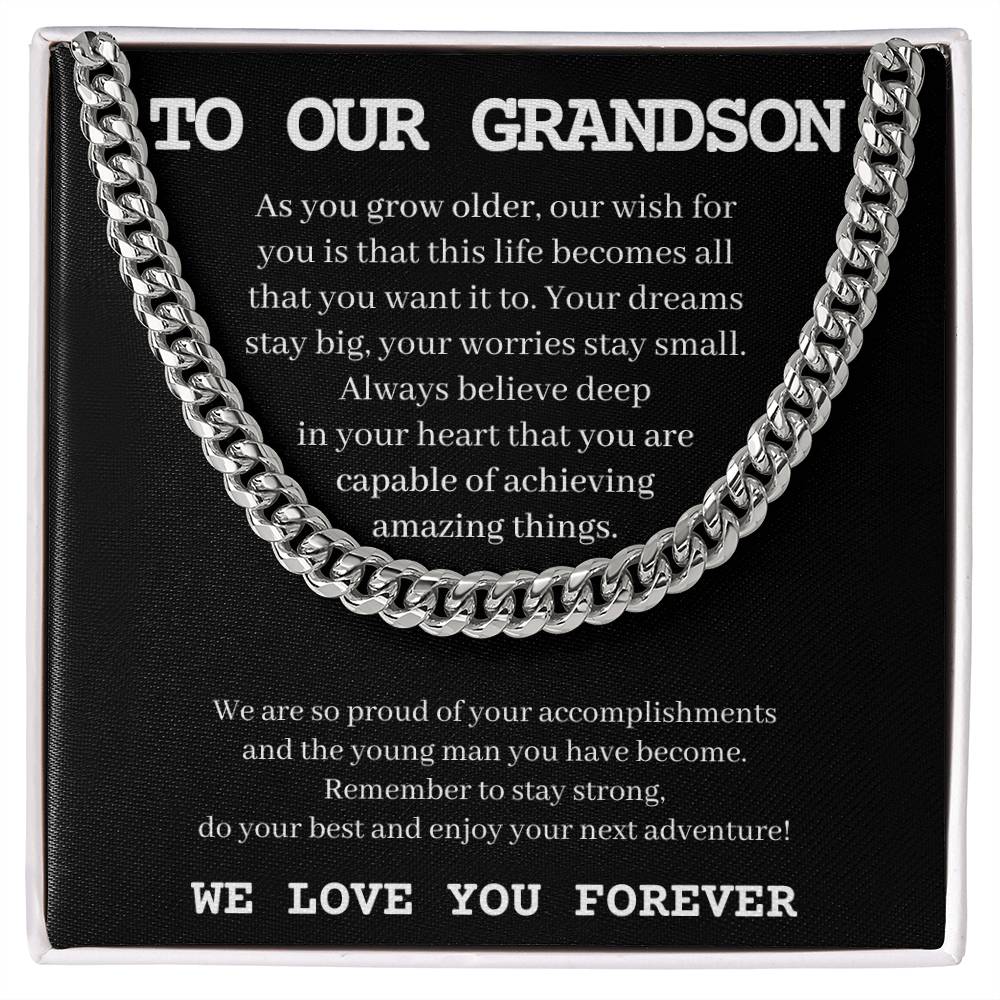 To Our Grandson | We Love You Forever | Cuban Link Chain