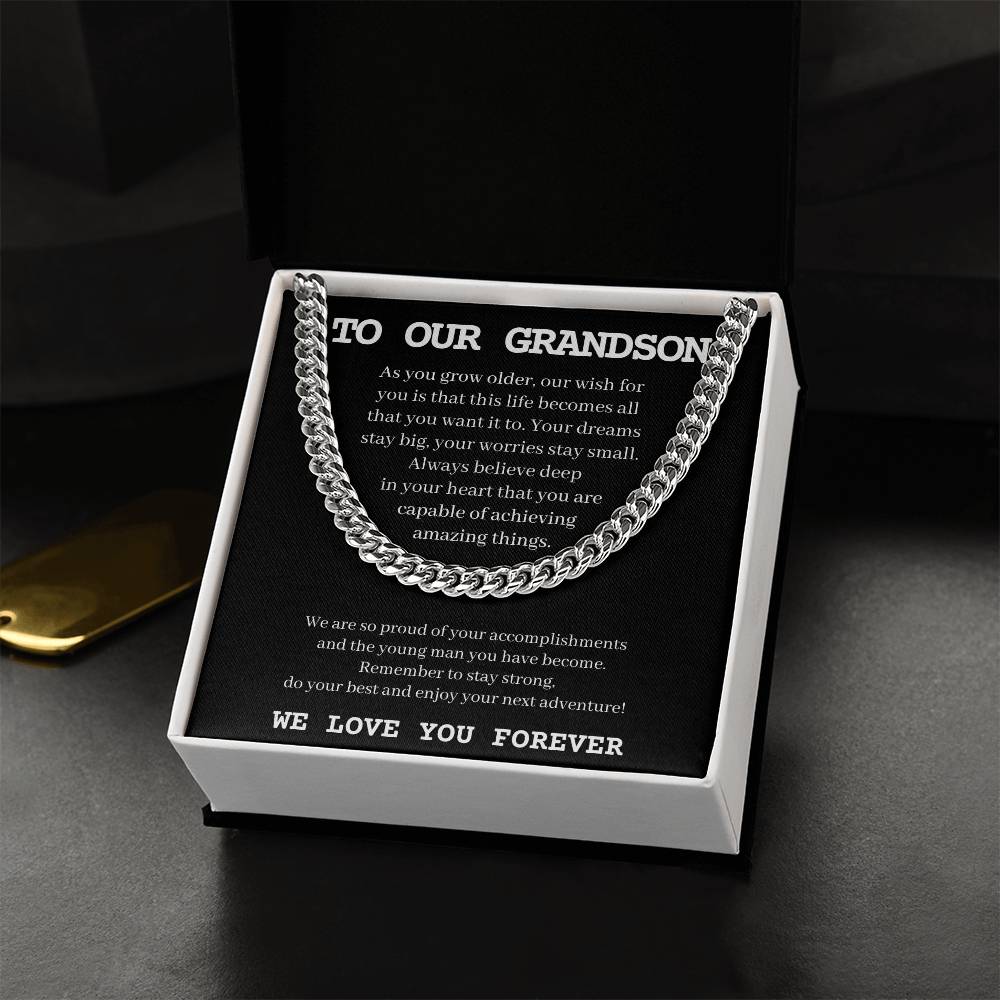 To Our Grandson | We Love You Forever | Cuban Link Chain