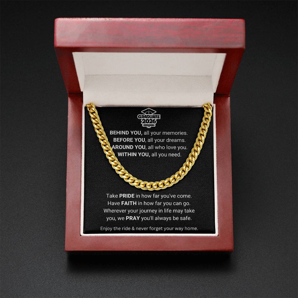 2026 Graduation Gift - Behind You All Your Memories - Cuban Link Chain