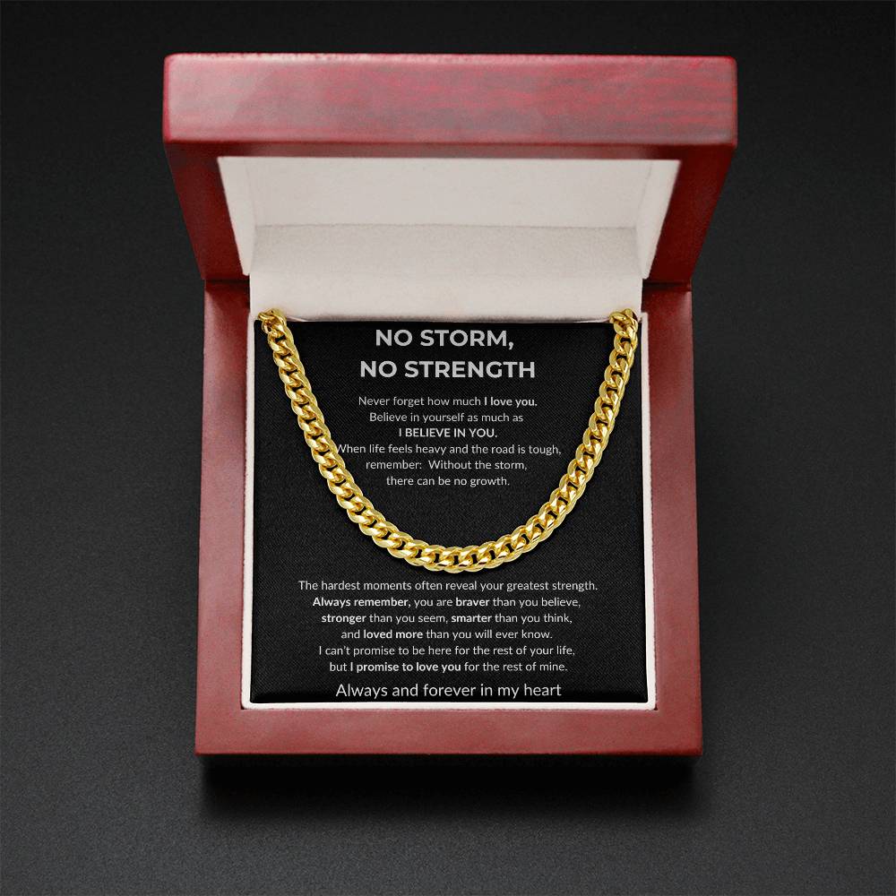 No Storm, No Strength | Never Forget How Much I Love You | Cuban Link Chain