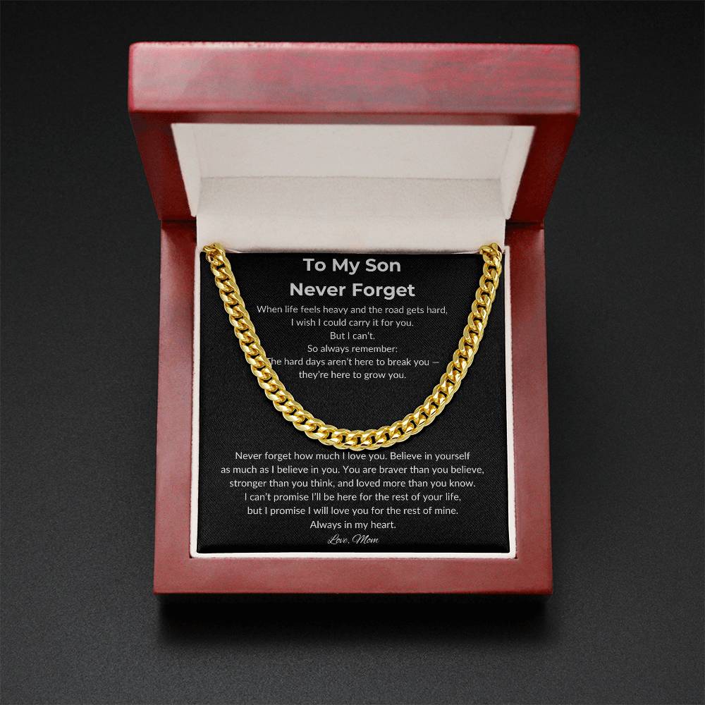 To My Son Never Forget | Love, Mom | Cuban Link Chain
