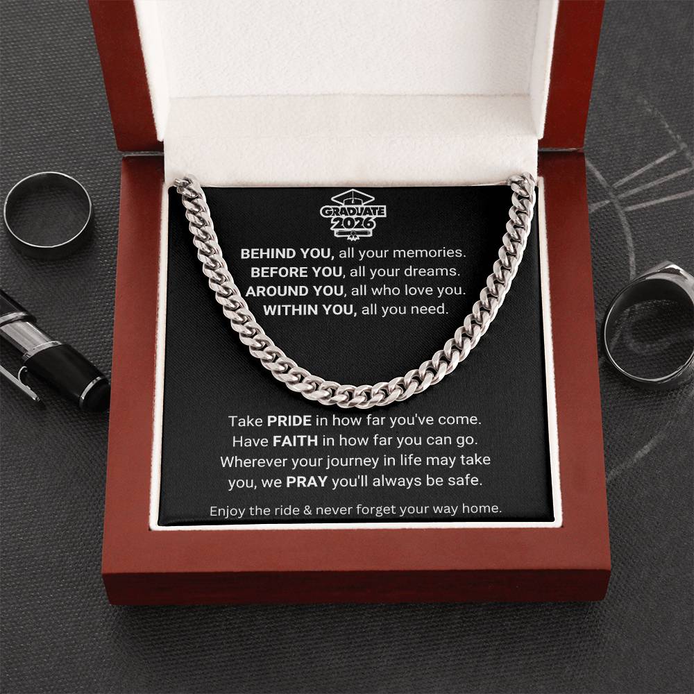 2026 Graduation Gift - Behind You All Your Memories - Cuban Link Chain