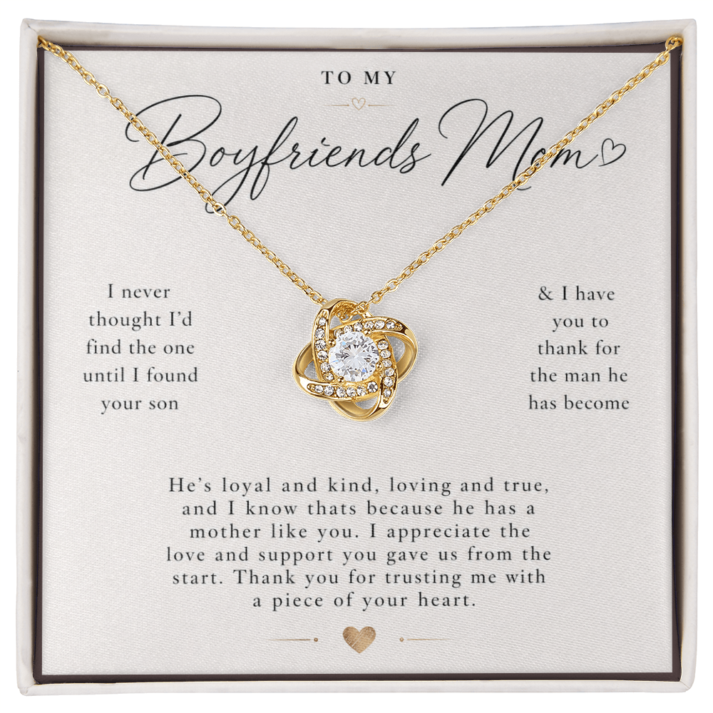 To My Boyfriends Mom - Thank You - Love Knot Necklace