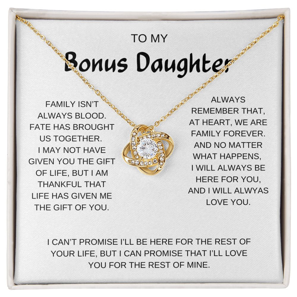 To My Bonus Daughter | I Will Always Love You | Love Knot Necklace