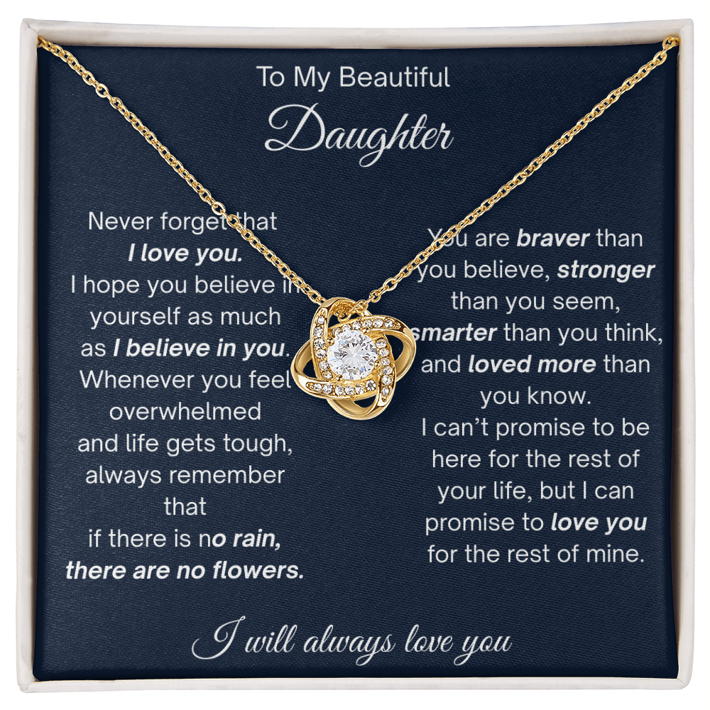 To My Beautiful Daughter - Never Forget That I Love You - Love Knot Necklace