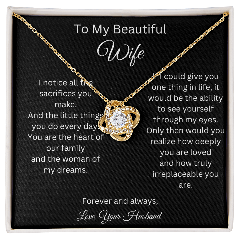 To My Beautiful Wife - Heart Of Our Family - Love Knot Necklace