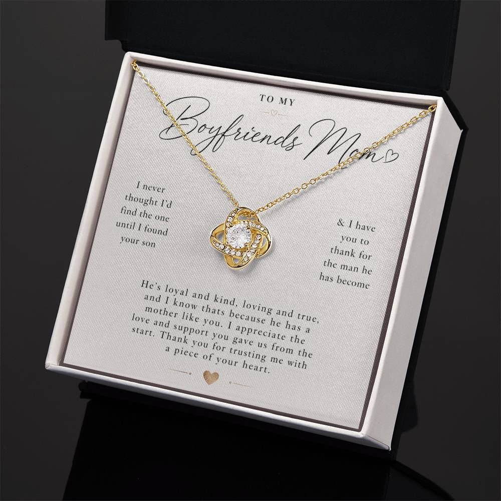 To My Boyfriends Mom - Thank You - Love Knot Necklace
