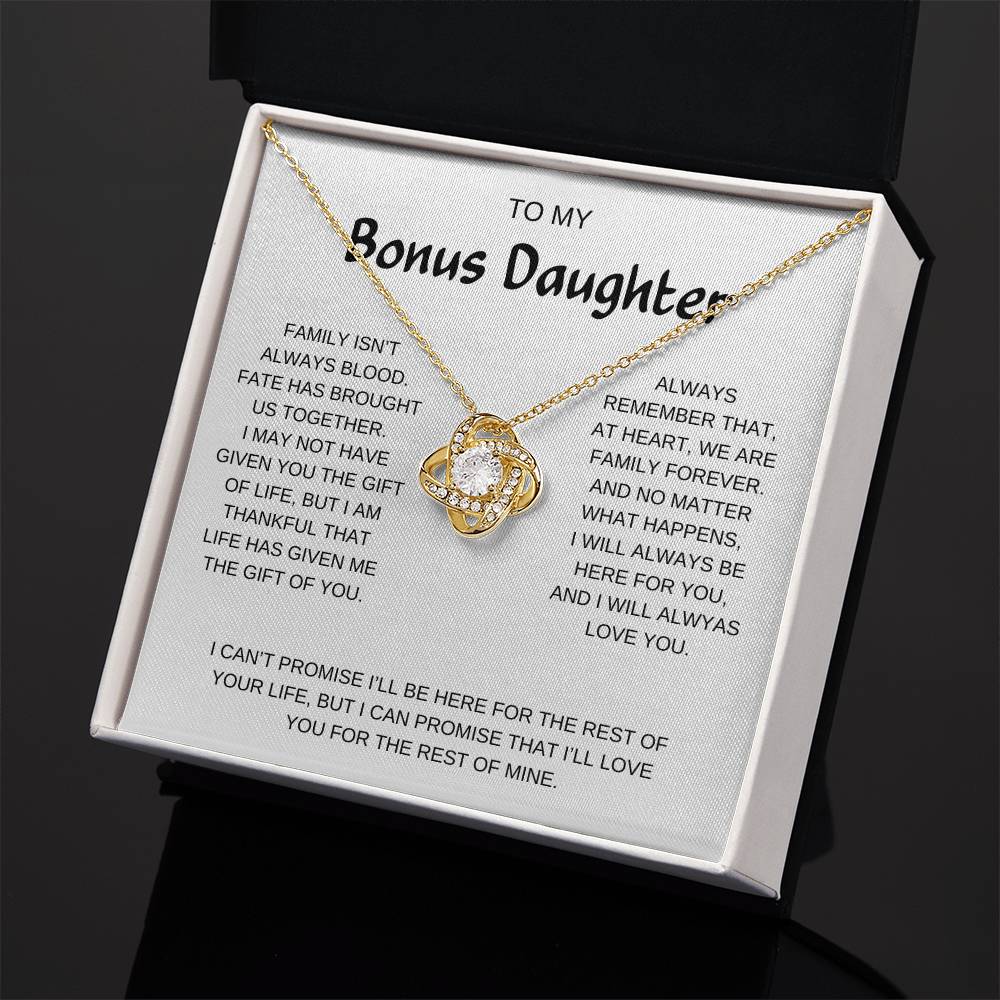 To My Bonus Daughter | I Will Always Love You | Love Knot Necklace