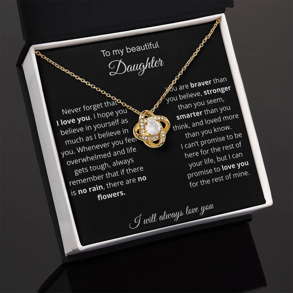 To My Beautiful Daughter | I Will Always Love You | Love Knot Necklace