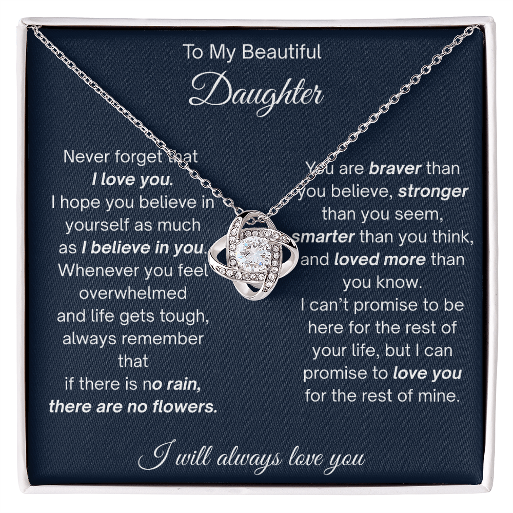 To My Beautiful Daughter - Never Forget That I Love You - Love Knot Necklace