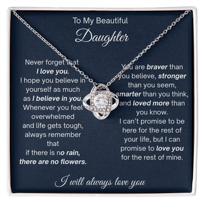 To My Beautiful Daughter - Never Forget That I Love You - Love Knot Necklace