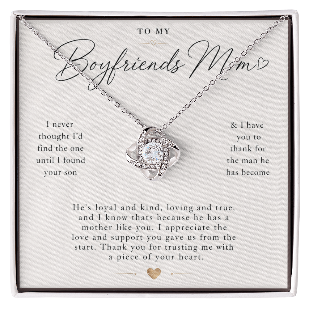 To My Boyfriends Mom - Thank You - Love Knot Necklace