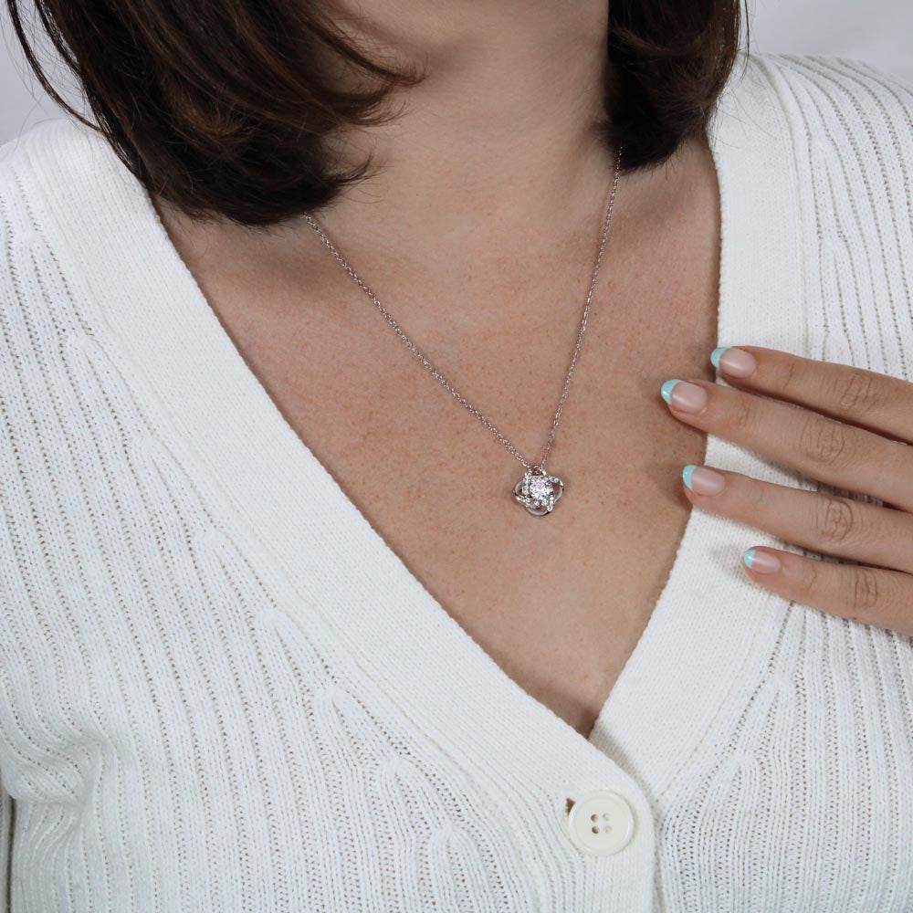 To My Boyfriends Mom - Thank You - Love Knot Necklace