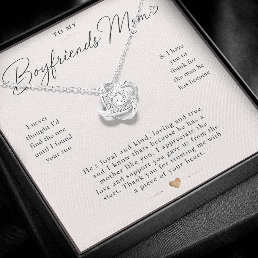 To My Boyfriends Mom - Thank You - Love Knot Necklace
