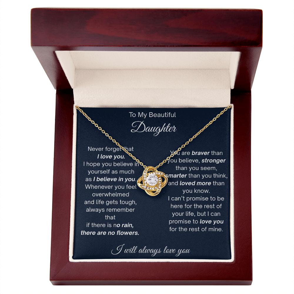 To My Beautiful Daughter - Never Forget That I Love You - Love Knot Necklace