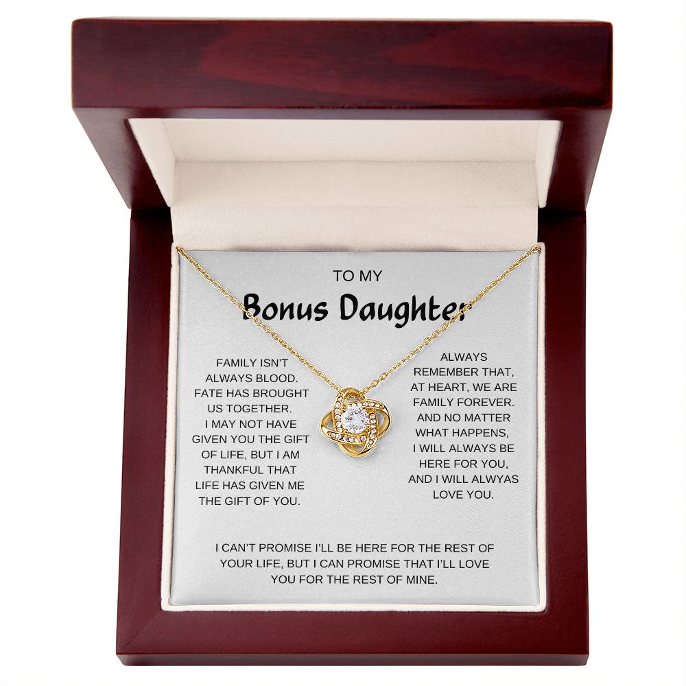 To My Bonus Daughter | I Will Always Love You | Love Knot Necklace
