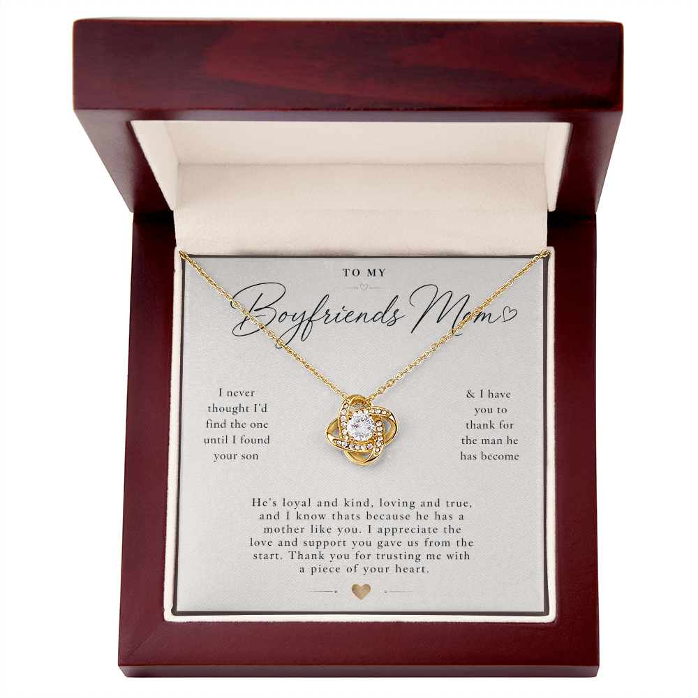 To My Boyfriends Mom - Thank You - Love Knot Necklace