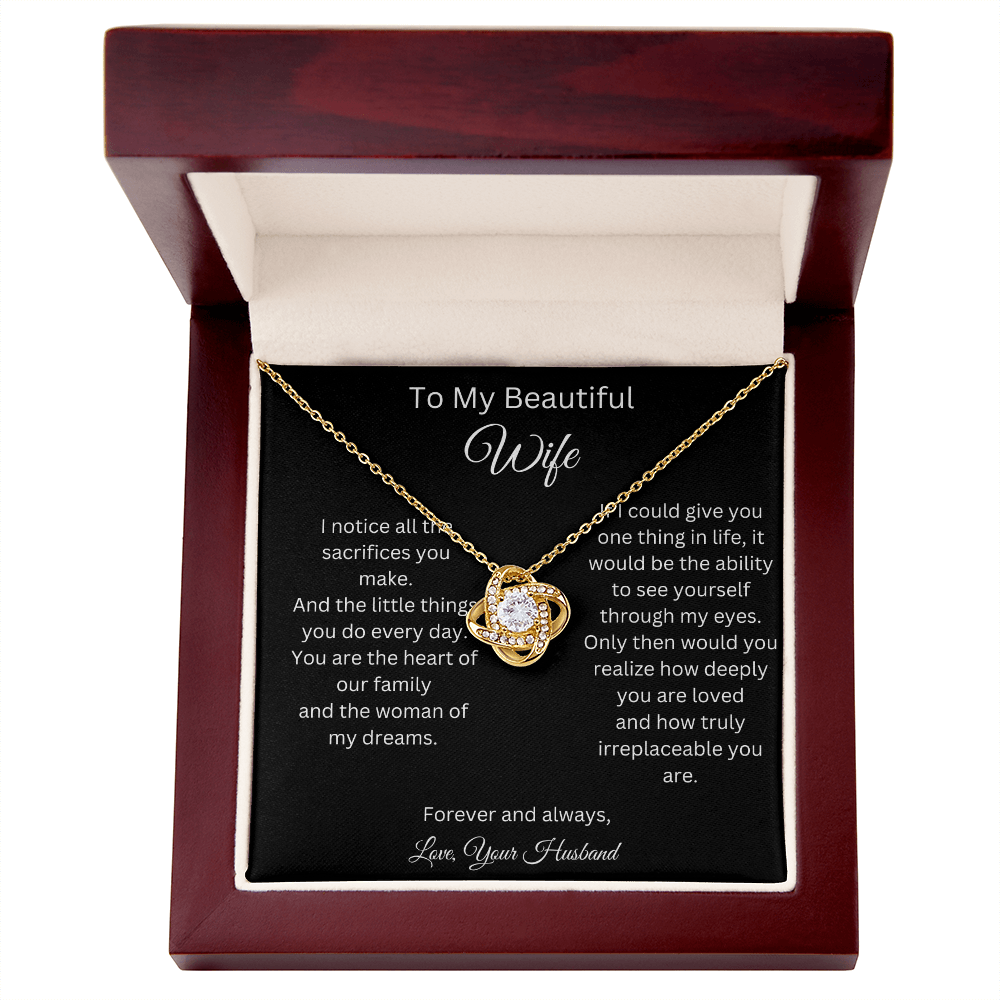 To My Beautiful Wife - Heart Of Our Family - Love Knot Necklace