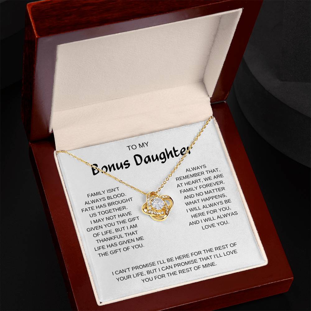 To My Bonus Daughter | I Will Always Love You | Love Knot Necklace