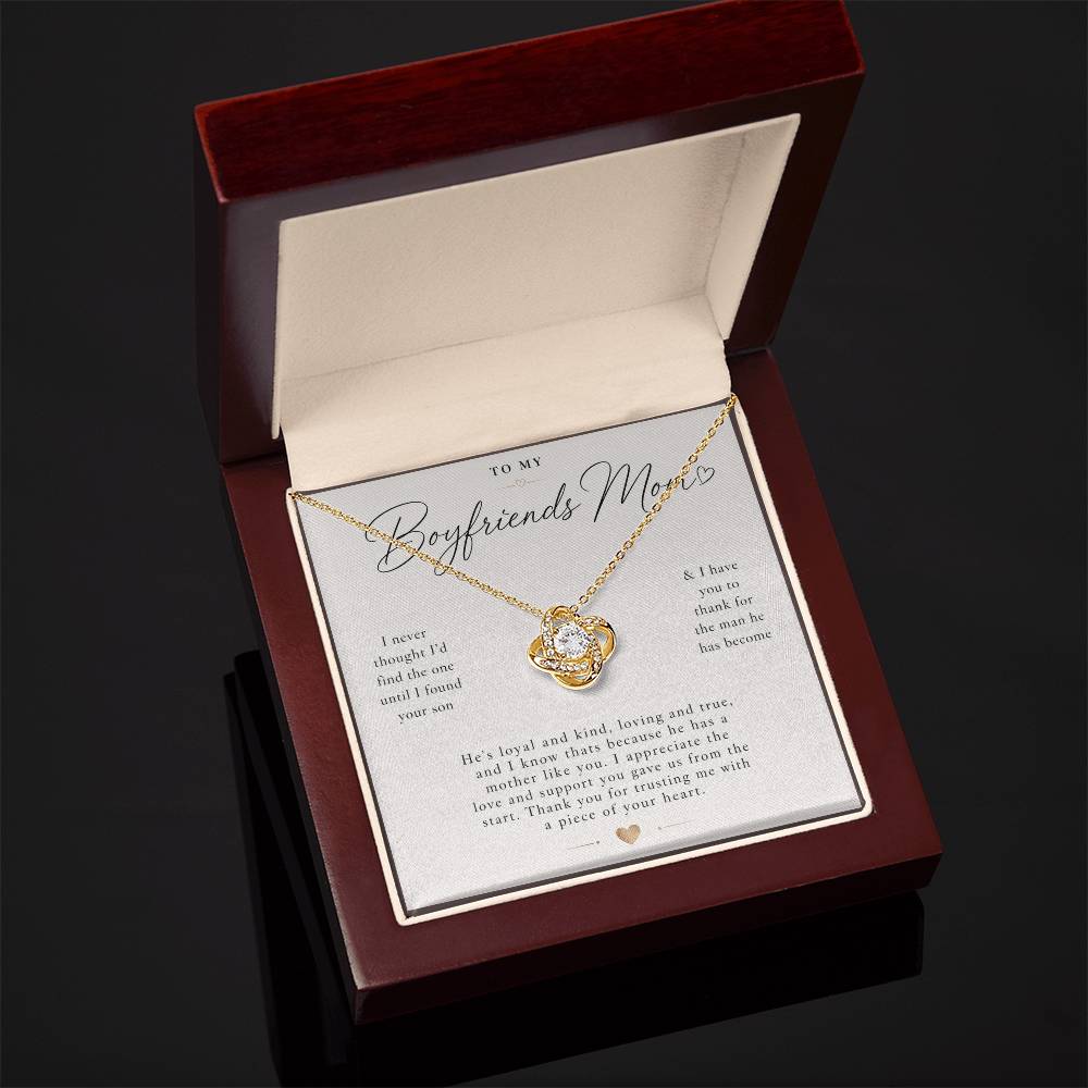 To My Boyfriends Mom - Thank You - Love Knot Necklace