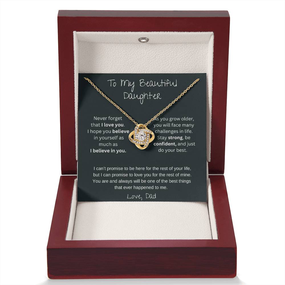 To My Beautiful Daughter | I Believe In You | Love Knot Necklace