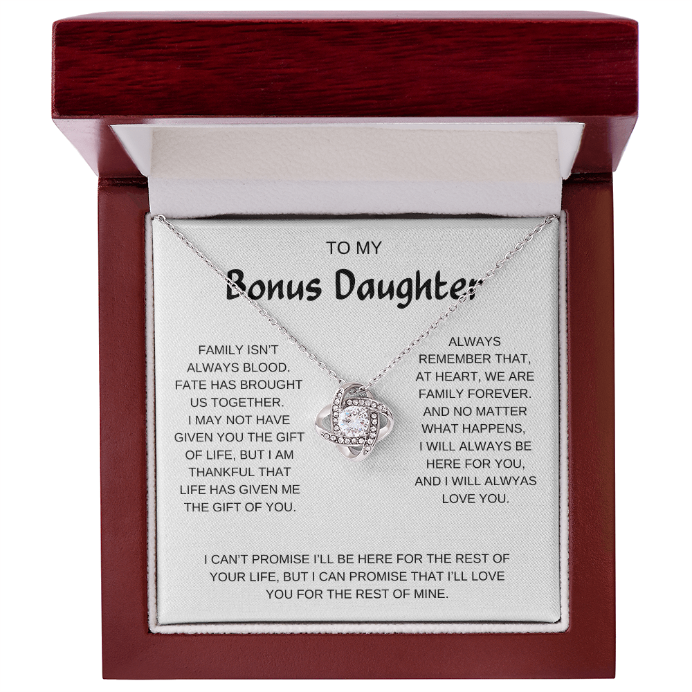 To My Bonus Daughter | I Will Always Love You | Love Knot Necklace