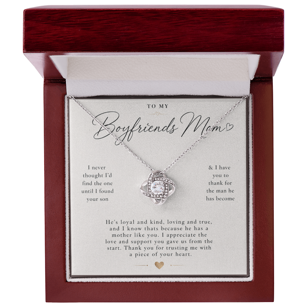 To My Boyfriends Mom - Thank You - Love Knot Necklace